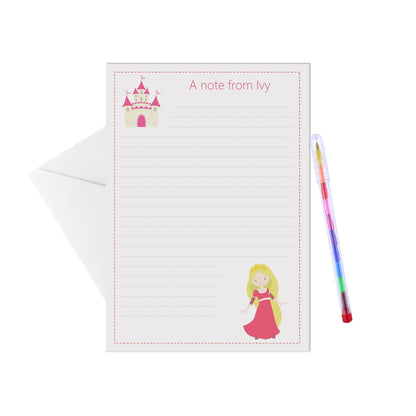 Princess Personalised Letter Writing Set - Pack of 15 Sheets & Envelopes - Lots of Designs
