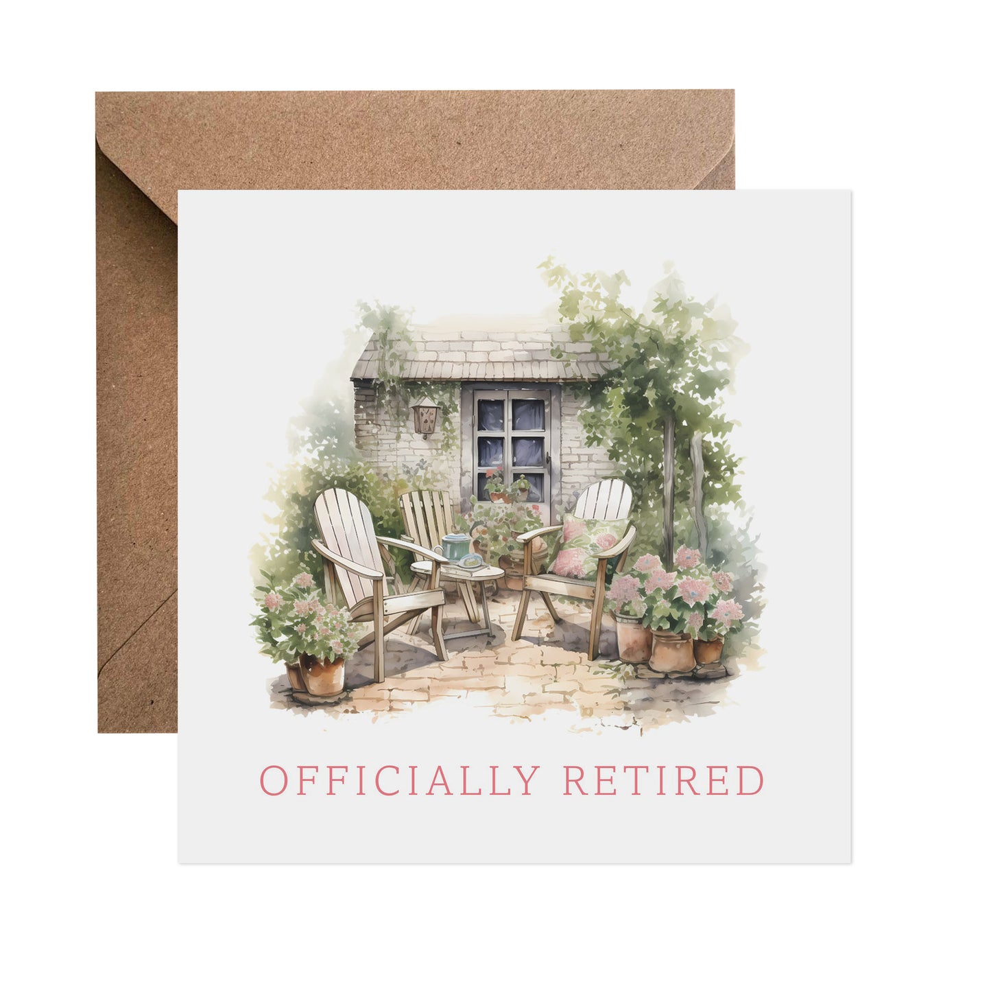 Officially Retired - Pink Retirement Card