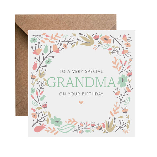 Grandma Sage Floral Birthday Card