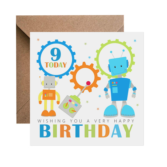 9th Birthday Card - Boy Robot