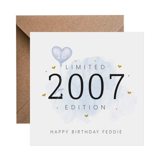 18th Birthday Card - Personalised Eighteen Limited Edition Blue