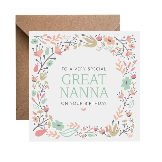 Great Nanna Sage Floral Birthday Card