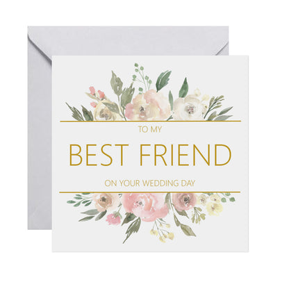 Best Friend On Your Wedding Day Card - Blush Floral