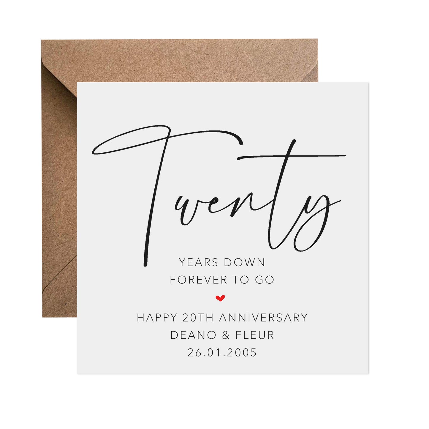 20th Anniversary Card - Personalised Twenty Years Down Forever To Go