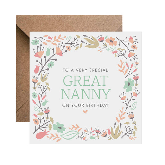 Great Nanny Sage Floral Birthday Card