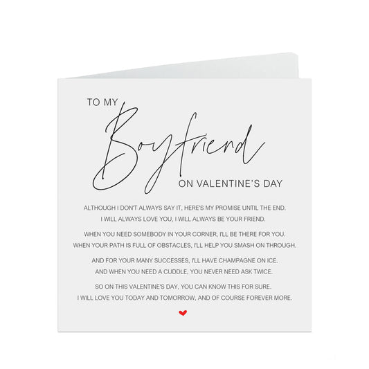 Boyfriend Valentine's Card - Elegant Poem, My Valentine's Promise