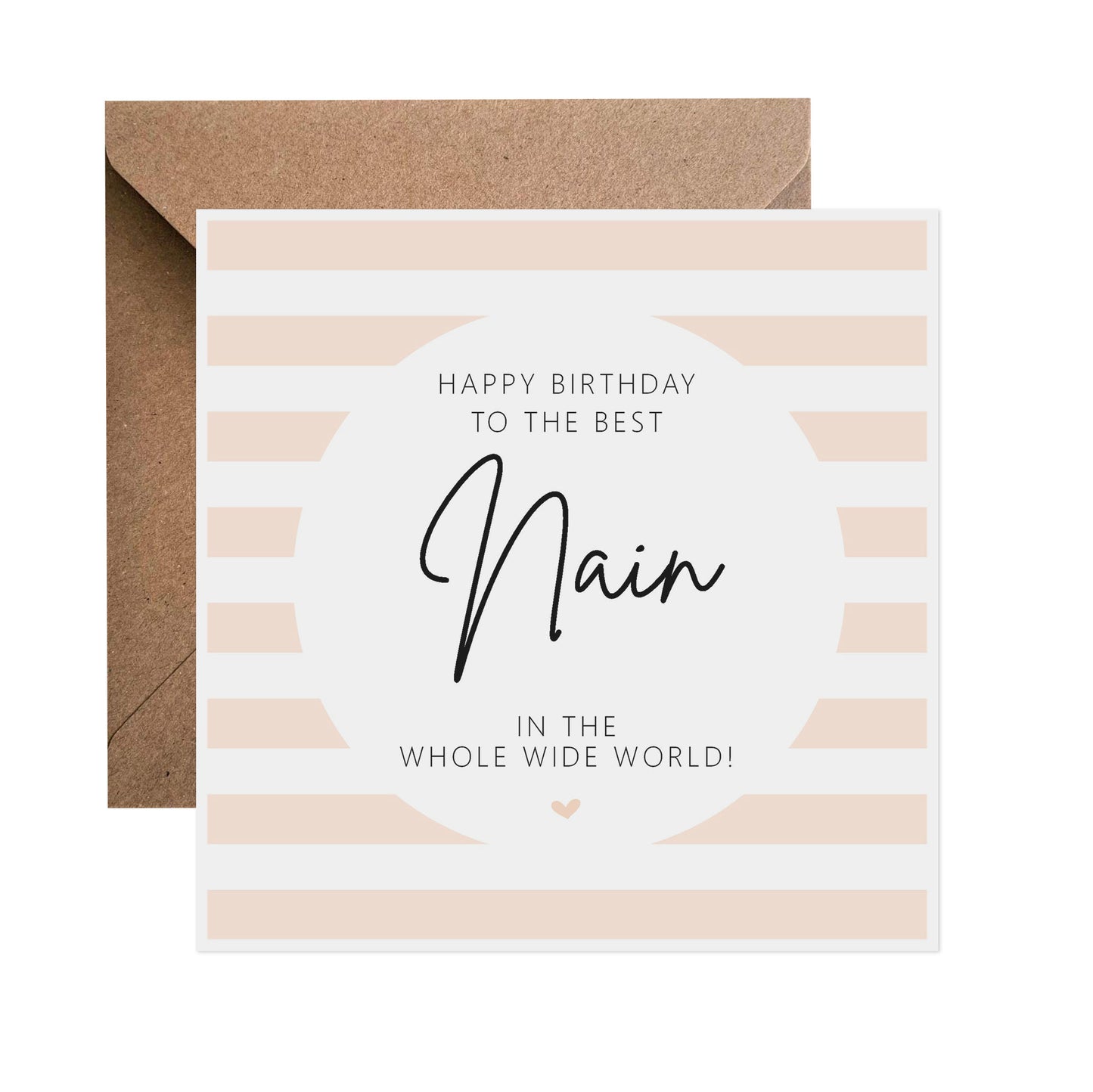 Nain Birthday Card - Peach Stripe Best In The Whole Wide World
