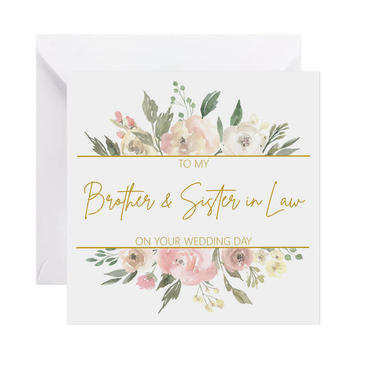 Brother & Sister In Law On Your Wedding Day Card - Blush Floral