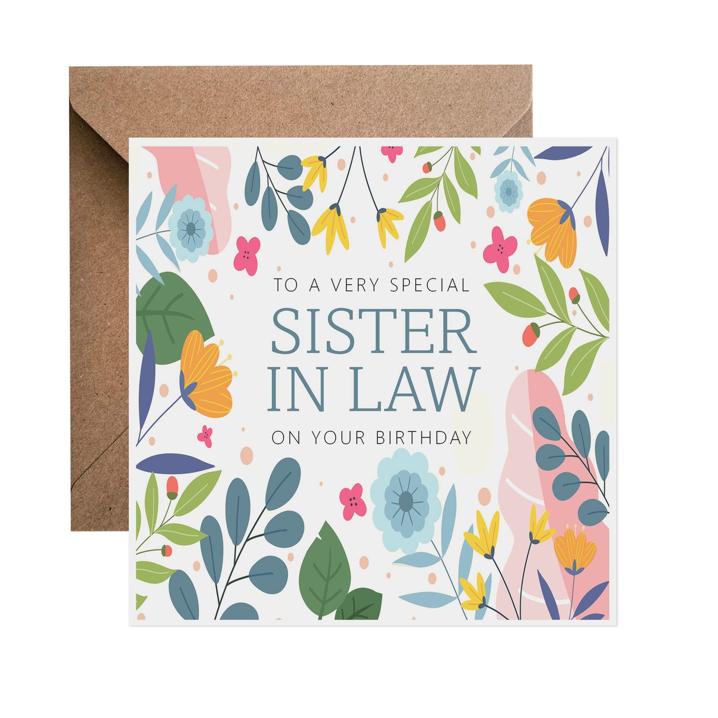 Sister in Law Birthday Card - Colourful Floral