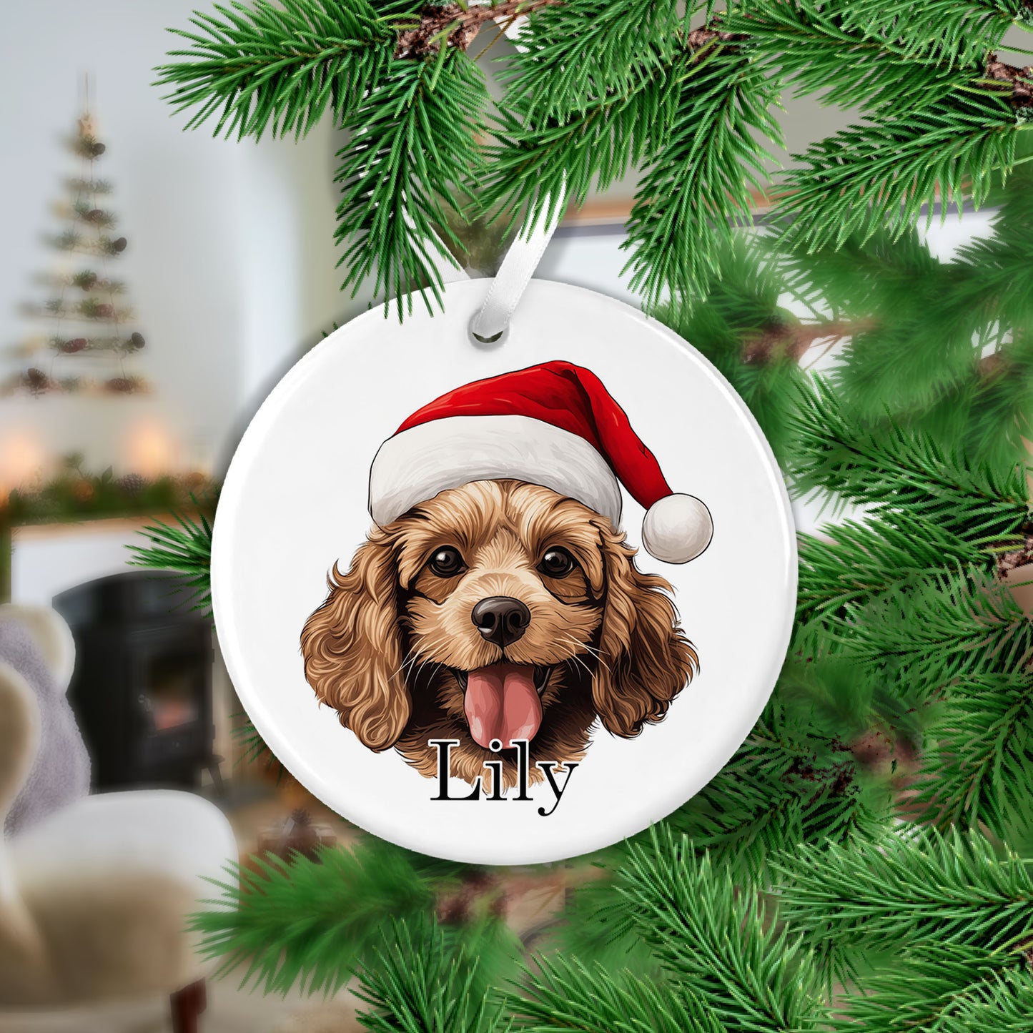 Cockapoo Christmas Ceramic Hanging Ornament  - Colour Variations Available