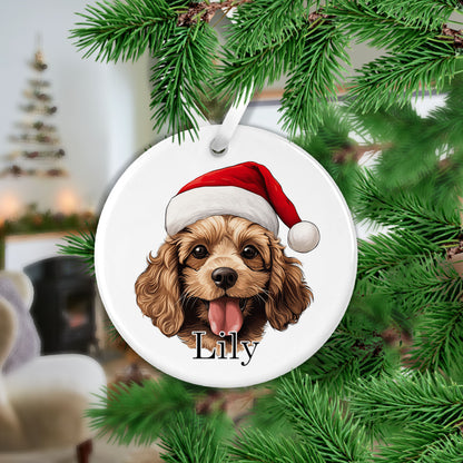 Cockapoo Christmas Ceramic Hanging Ornament  - Colour Variations Available