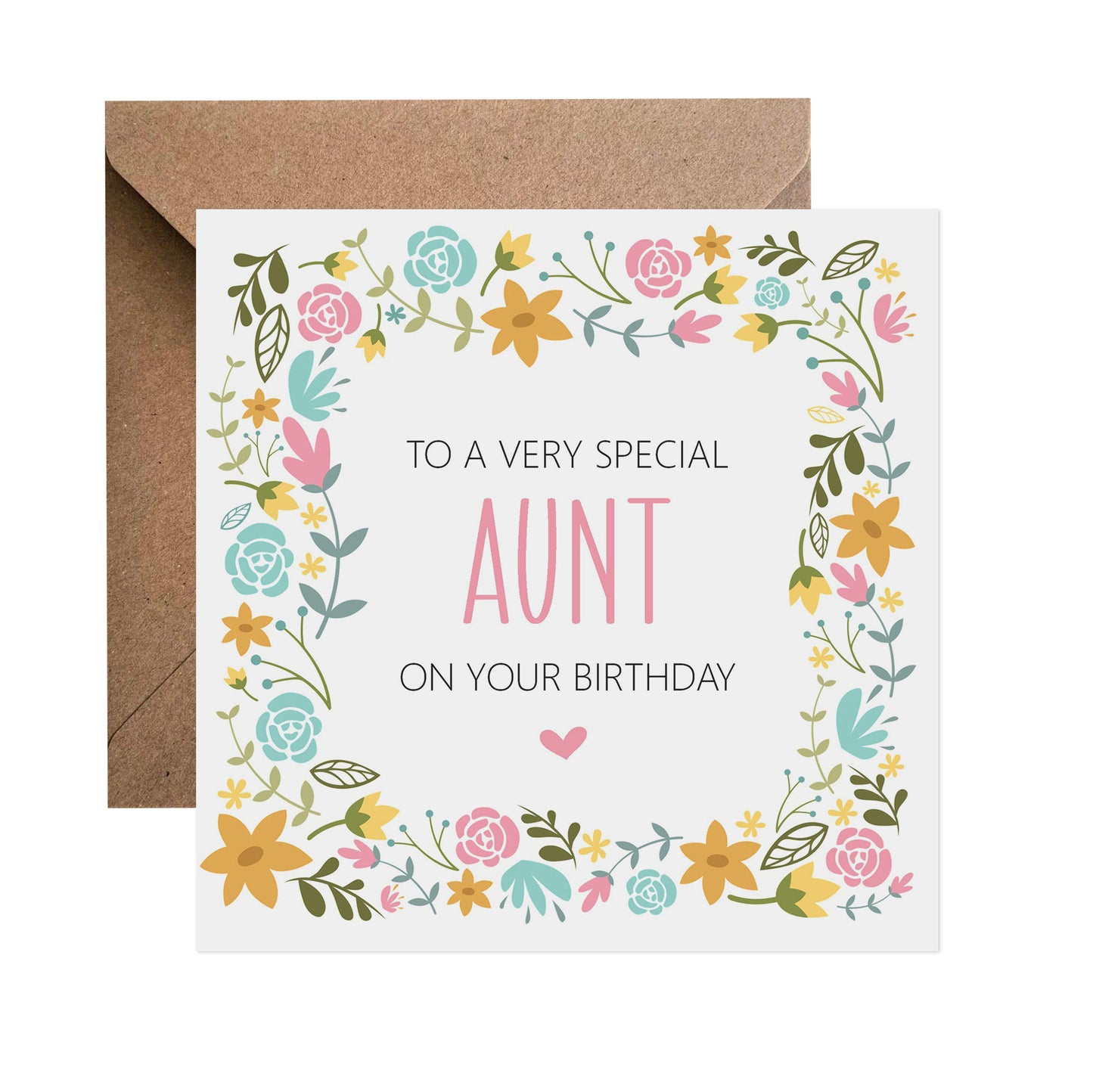 Pink Flower Border Birthday Card - Choose Your Recipient