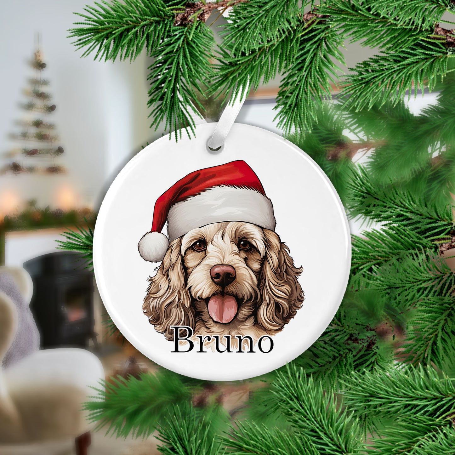 Cockapoo Christmas Ceramic Hanging Ornament  - Colour Variations Available