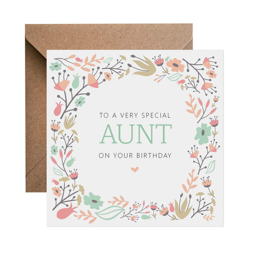 Aunt Sage Floral Birthday Card
