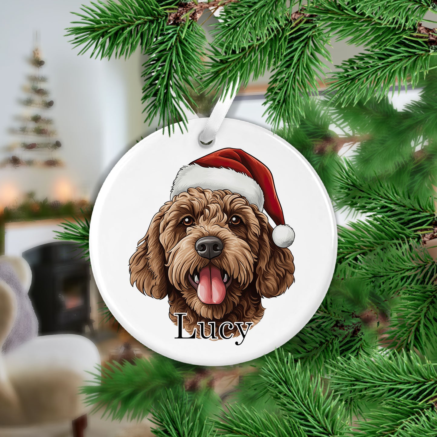 Cockapoo Christmas Ceramic Hanging Ornament  - Colour Variations Available