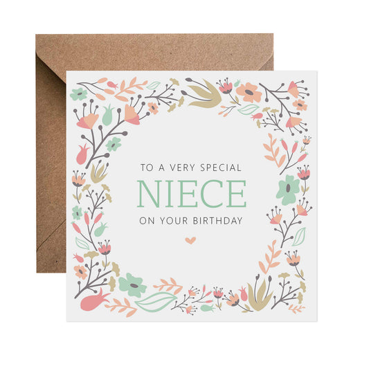 Niece Sage Floral Birthday Card