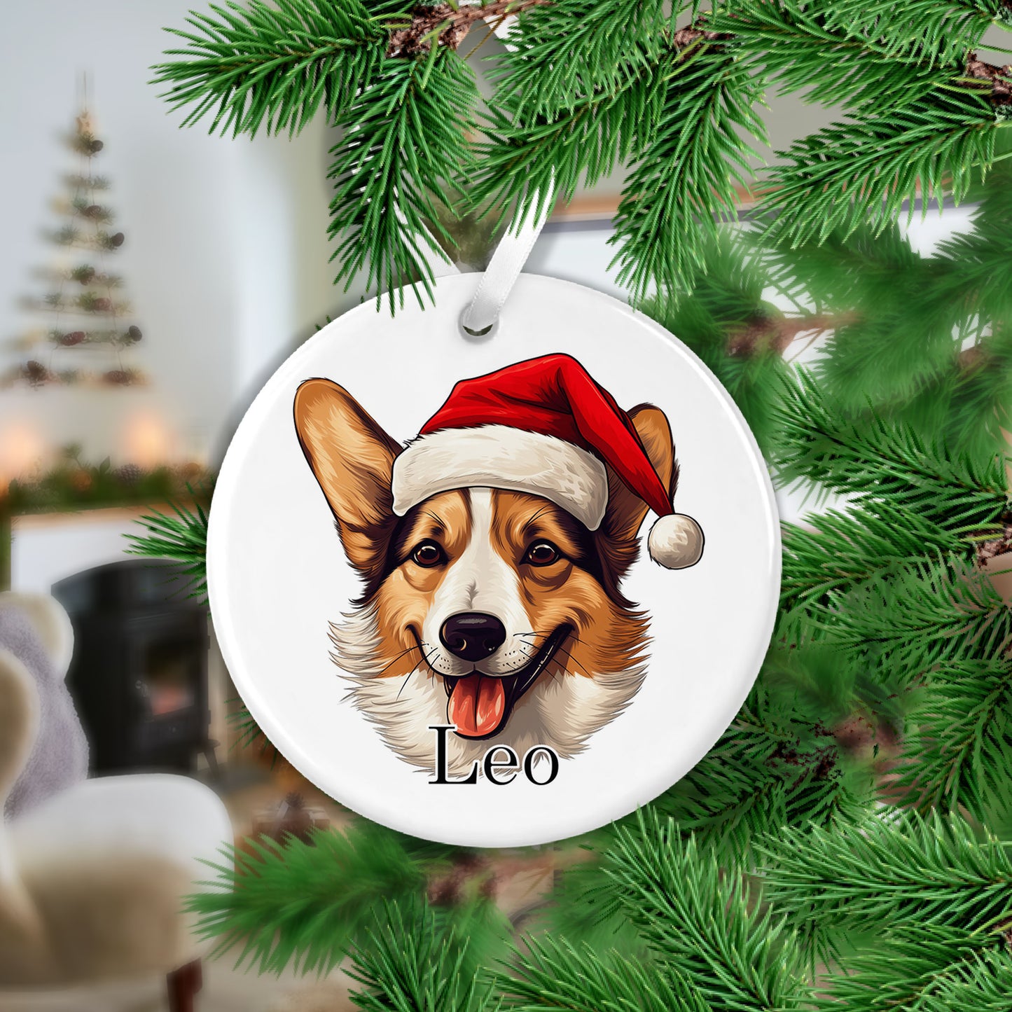 Corgi Christmas Ceramic Hanging Ornament