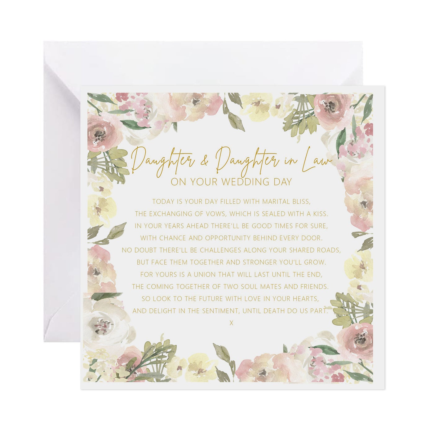 Daughter & Daughter In Law On Your Wedding Day Card - Blush Floral