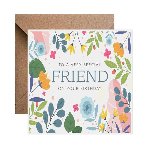 Friend Birthday Card - Colourful Floral