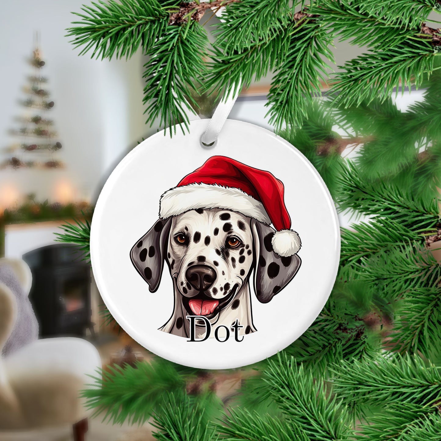 Dalmation Christmas Ceramic Hanging Ornament