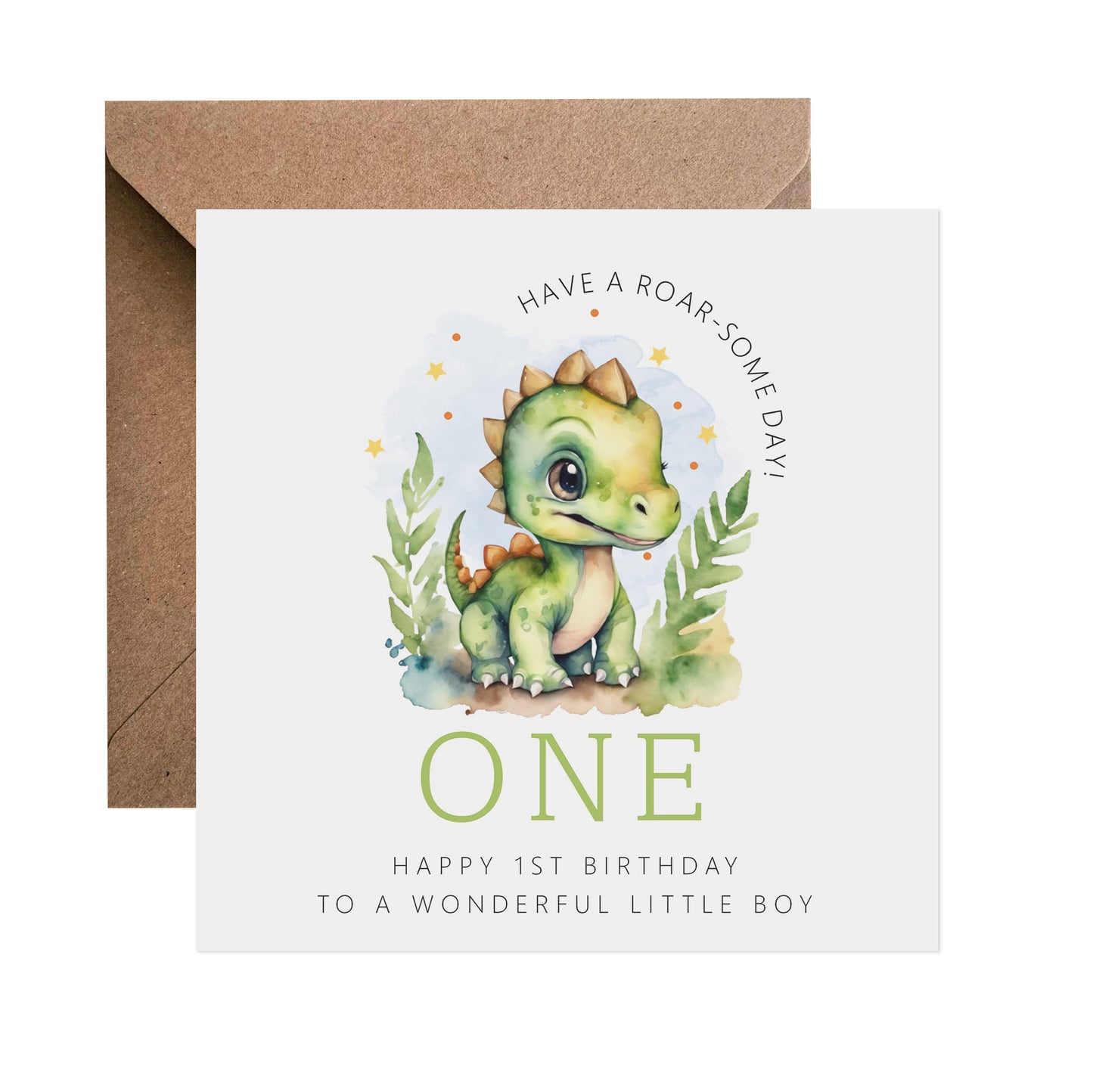 1st Birthday Card - Dinosaur Baby For Boy