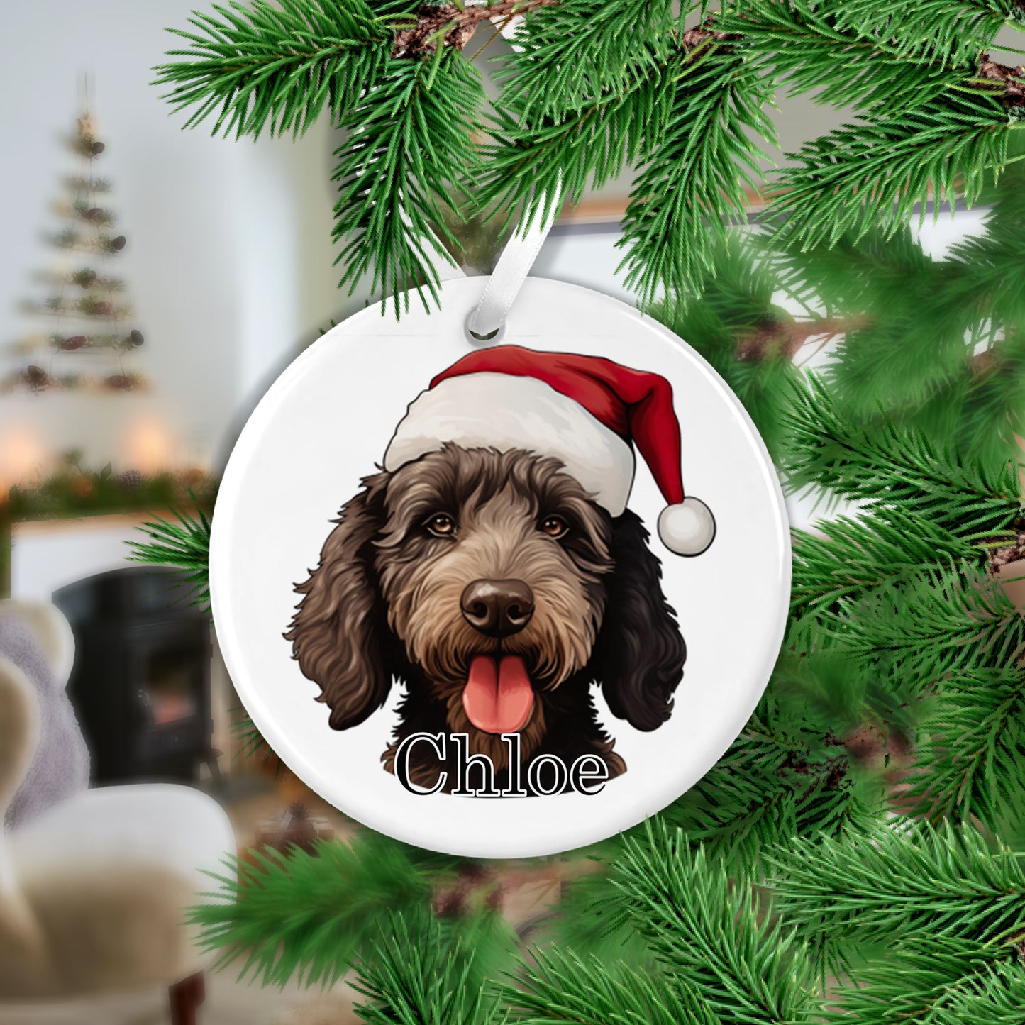 Golden Doodle Christmas Ceramic Hanging Ornament  - Colour Variations Available