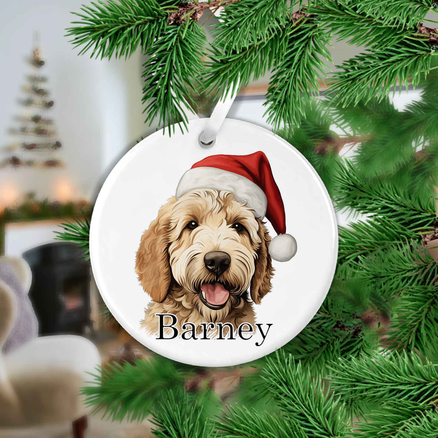 Golden Doodle Christmas Ceramic Hanging Ornament  - Colour Variations Available