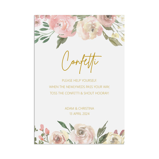 Confetti Wedding Sign - Blush Floral