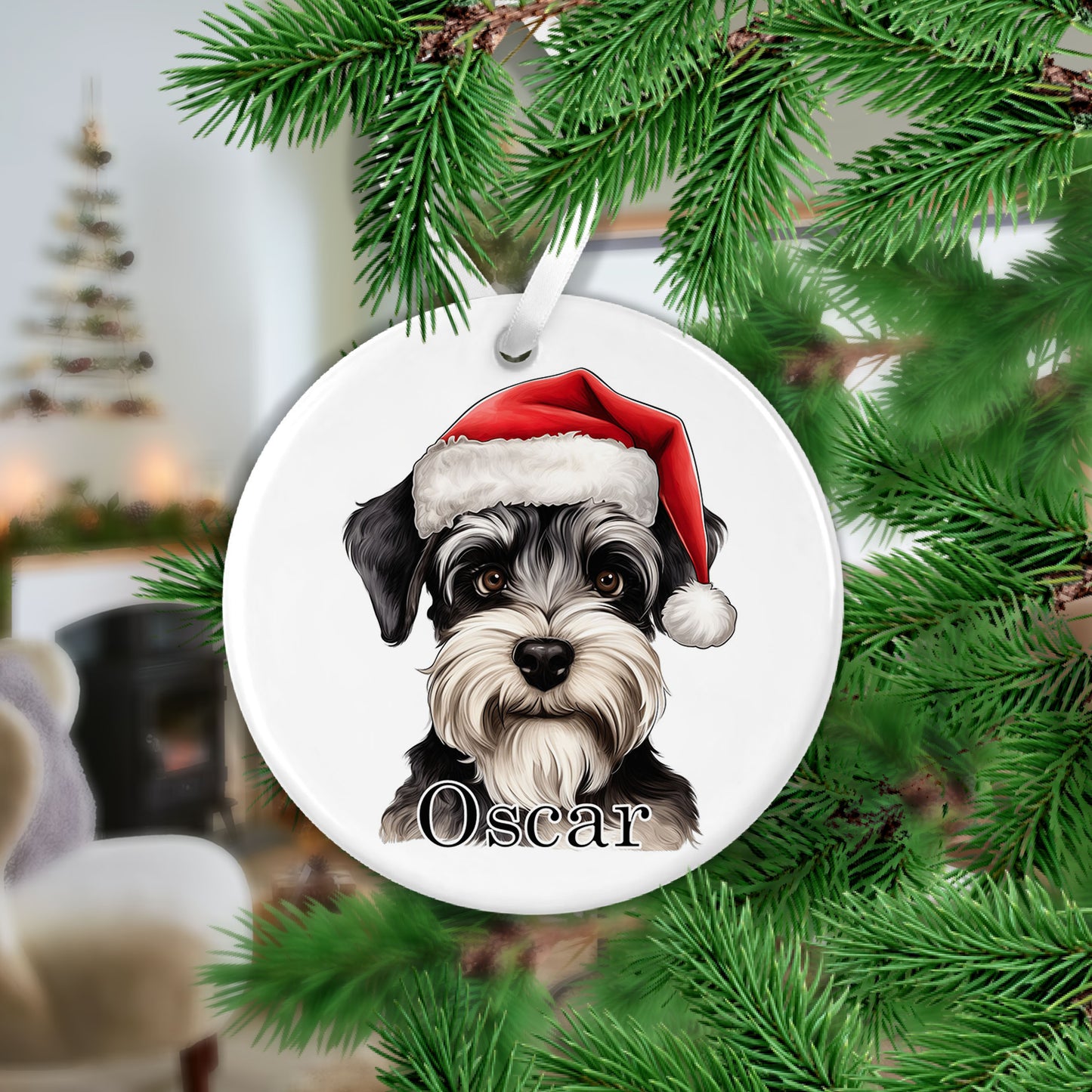 Schnauzer Christmas Ceramic Hanging Ornament