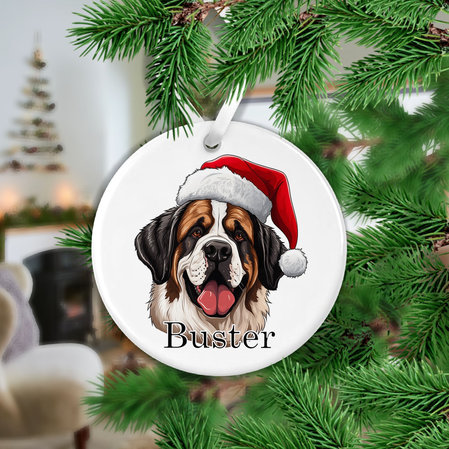 Saint Bernard Christmas Ceramic Hanging Ornament (Copy)