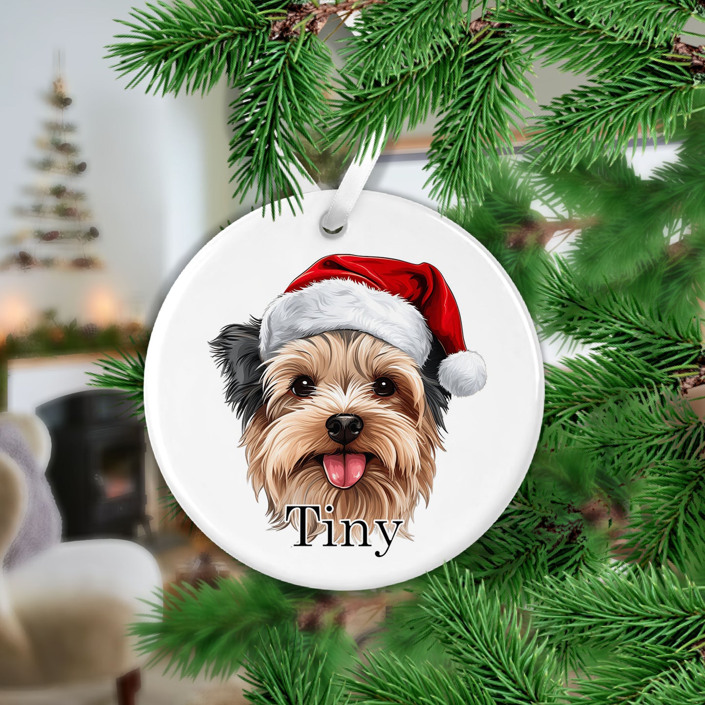 Yorkshire Terrier Christmas Ceramic Hanging Ornament