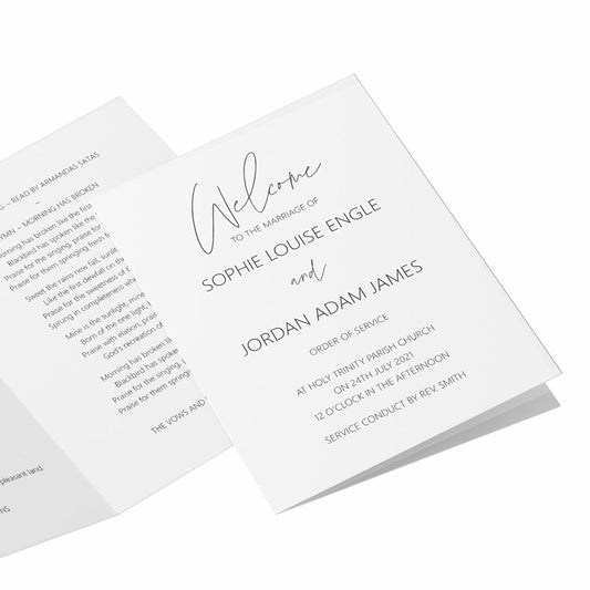  Order of Service 4, 8 Or 12 Page Booklet, Minimalist Black & White A5 Fully Printed For Wedding Service by PMPRINTED 