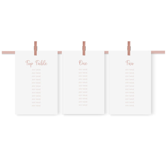  Rose Gold Wedding Table Plan Seating Hanging Cards - 3 Sizes Available by PMPRINTED 