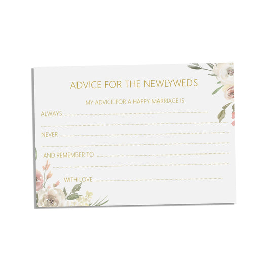  Advice Cards For Newlyweds, A6 Blush Floral Pack Of 25 cards by PMPRINTED 