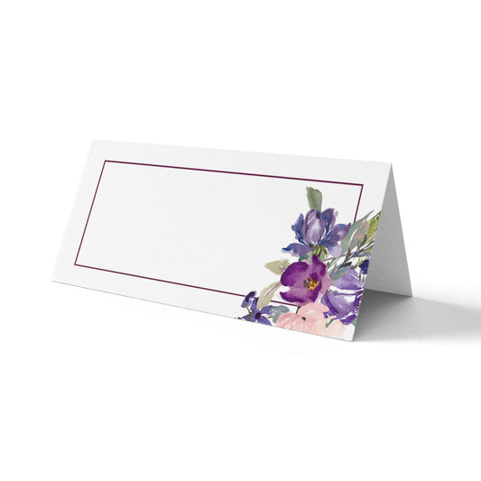  Blank Place Cards, Purple Floral Pack of 25/50 For Weddings & Parties by PMPRINTED 