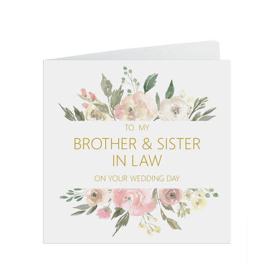  Brother & Sister In Law On Your Wedding Day Card, Blush Floral 6x6 Inches With A White Envelope by PMPRINTED 