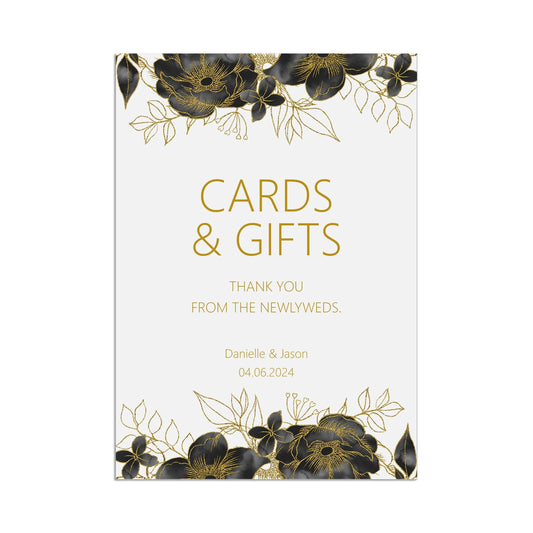  PMPrinted | Black & Gold Cards & Gifts Wedding Sign
