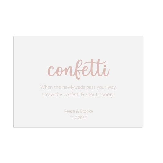  Confetti Rose Gold Effect Wedding Sign, Personalised A5, A4, Or A3 by PMPRINTED 