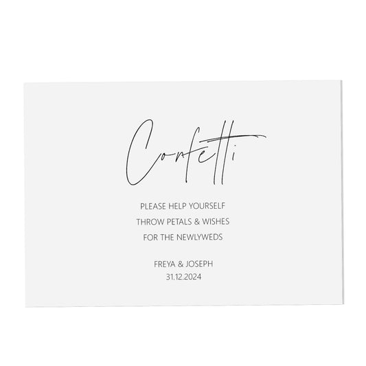  Confetti Wedding Sign, Personalised Black & White A5, A4 Or A3 Sign by PMPRINTED 