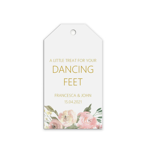  Dancing Feet Flip Flop Wedding Gift Tags Personalised Blush Floral, Sold In Packs Of 10 by PMPRINTED 