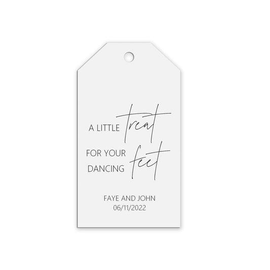  Dancing Feet Flip Flops Wedding Gift Tags Personalised Black & White, Sold In Packs Of 10 by PMPRINTED 