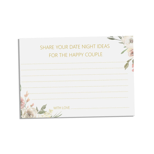  Date Night Advice Cards, A6 Blush Floral Pack Of 25 cards by PMPRINTED 