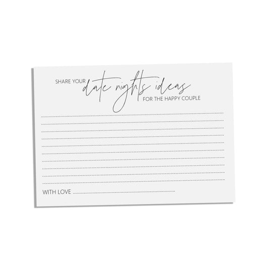  Date Night Advice Cards, A6 Pack Of 25 Black & White Design by PMPRINTED 