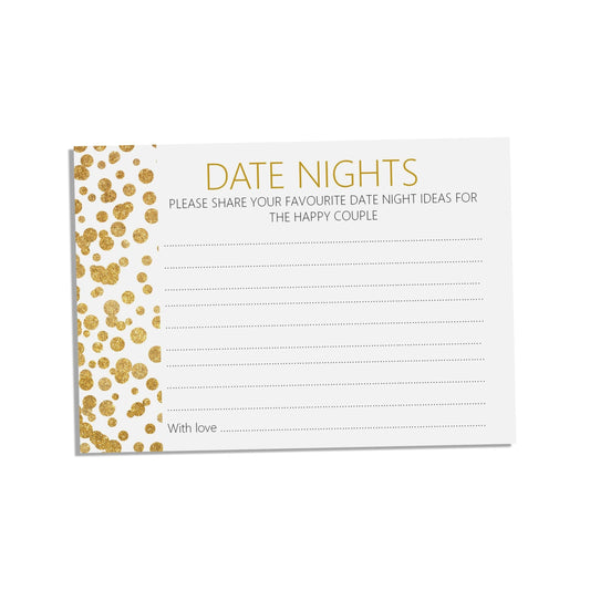  Date Night Advice Cards, Gold Effect A6 Cards, Pack of 25 by PMPRINTED 