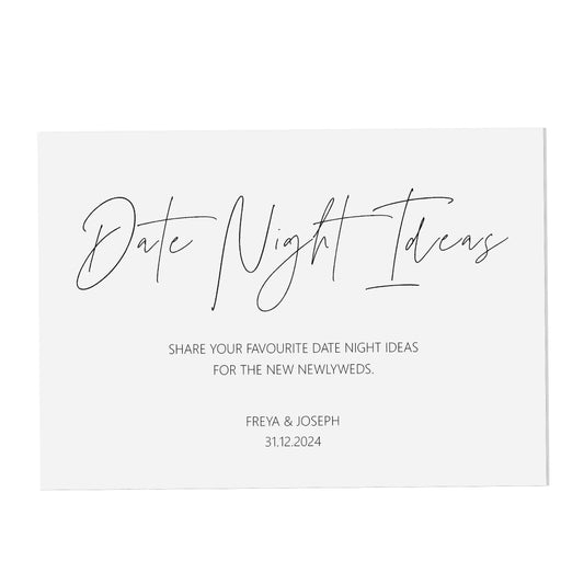  Date Night Ideas Wedding Sign, Personalised Black & White A5, A4 Or A3 Sign by PMPRINTED 