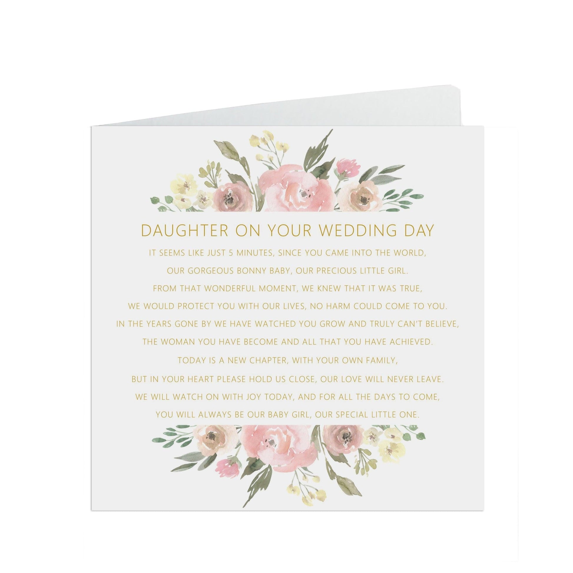  Daughter On Your Wedding Day Card, Blush Floral 6x6 Inches With A White Envelope by PMPRINTED 