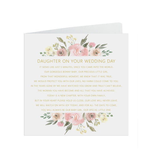  Daughter On Your Wedding Day Card, Blush Floral 6x6 Inches With A White Envelope by PMPRINTED 