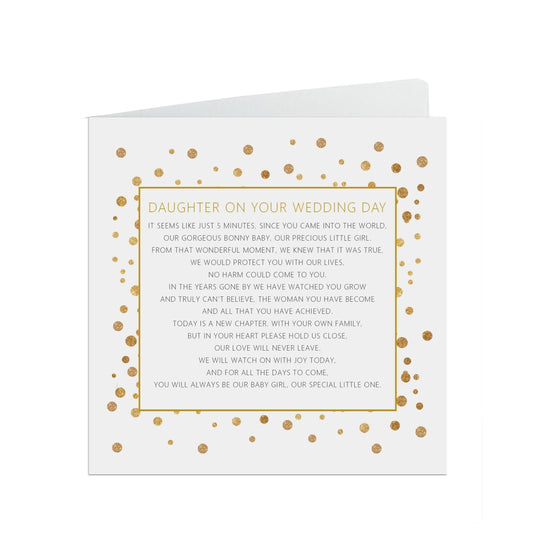  Daughter On Your Wedding Day Card, Gold Effect Confetti 6x6 Inches With A White Envelope by PMPRINTED 