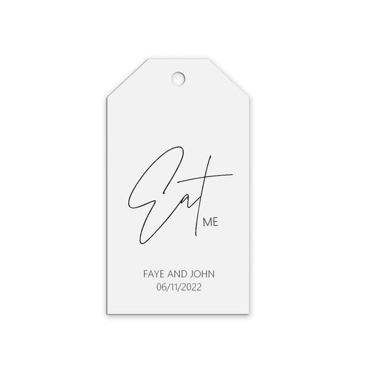  Eat Me Wedding Gift Tags Personalised Black & White, Sold In Packs Of 10 by PMPRINTED 