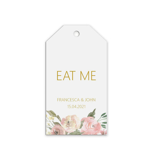  Eat Me Wedding Gift Tags Personalised Blush Floral, Sold In Packs Of 10 by PMPRINTED 